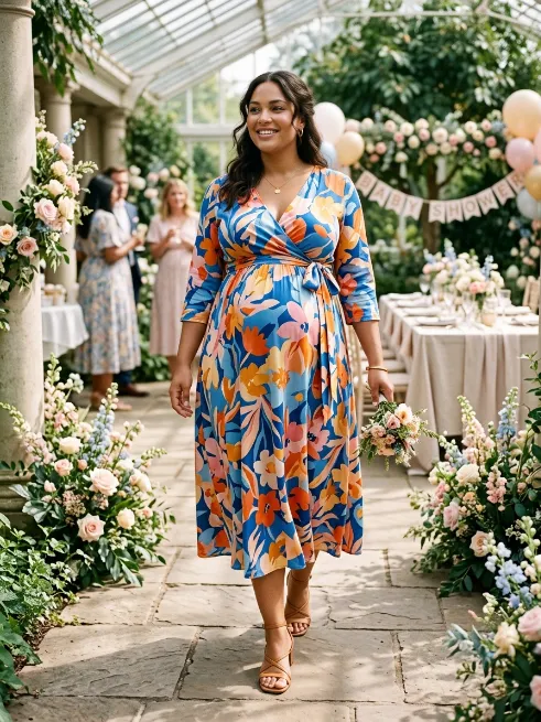 2. Wrap Dress in a Bold Print